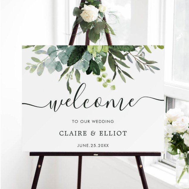 Eukalyptus Green Foliage Wedding Welcome Sign Poster (Von Creator hochgeladen)