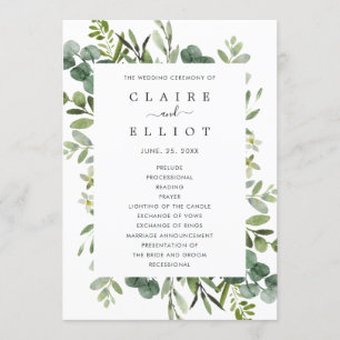 Eukalyptus Green Foliage Wedding Zeremony Program Programm