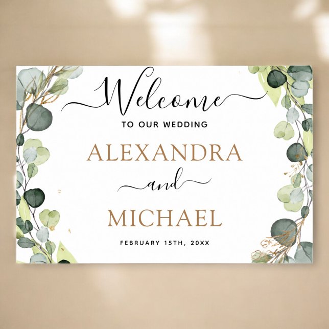 Eukalyptus Green Gold Foil Wedding Willkommenszeic Poster (Von Creator hochgeladen)