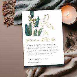 Eukalyptus Green Gold Foliage Hochzeitdetails Begleitkarte