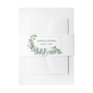 Eukalyptus Green Gold Frame Wedding Einladungsbanderole