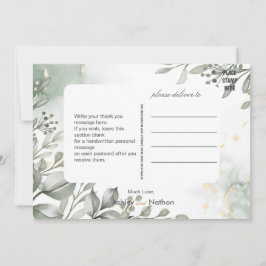 Eukalyptus green & gold Wassercolor Hochzeit Einladung