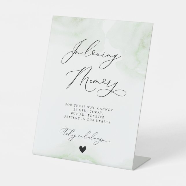 Eukalyptus Green in Love Memory Wedding Memorial Sockelschild (Vorderseite)