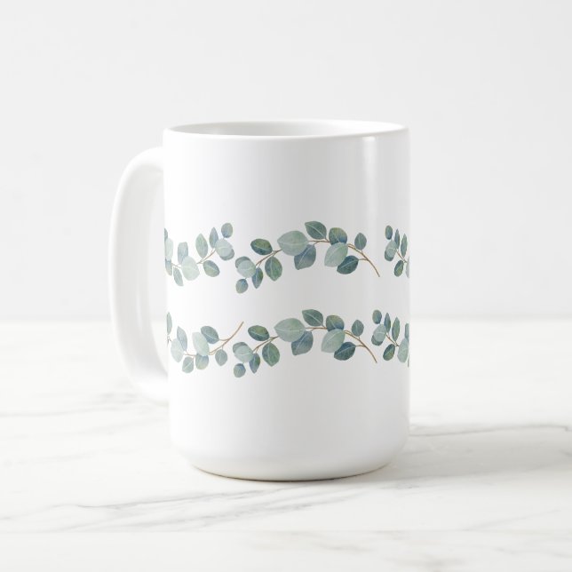 Eukalyptus Green Pattern Kaffeetasse (Vorderseite Links)