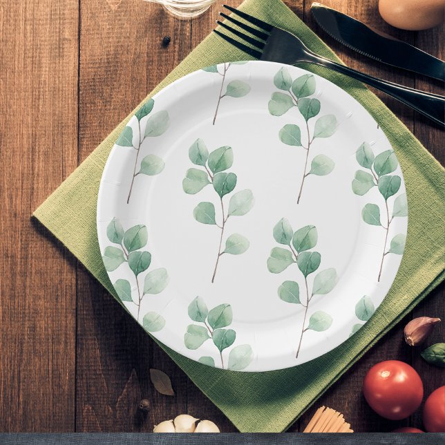 Eukalyptus Green Pattern Pappteller (Von Creator hochgeladen)