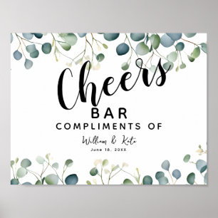 Eukalyptus green wedding CHEER Bar wedung/Party Poster