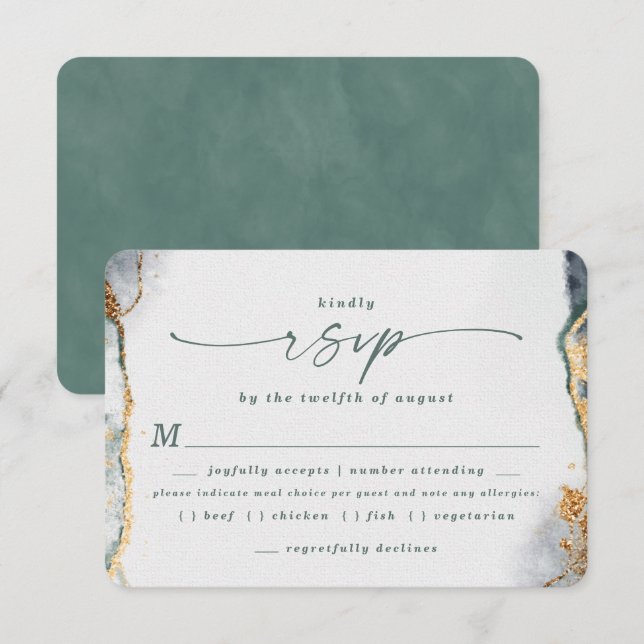 Eukalyptus Green Wedding Meal Choice RSVP Card (Vorne/Hinten)