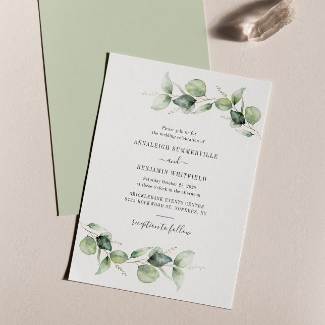 Eukalyptus Greenerage Foliage Wedding Einladung (Eucalyptus Botanical Wedding Invitation)
