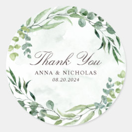 Eukalyptus Greenerage Foliage Wedding Round Sticke Runder Aufkleber