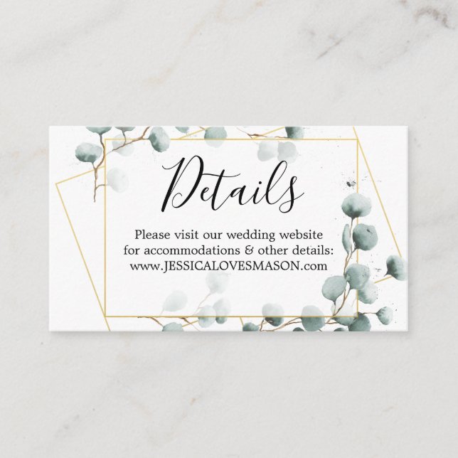 Eukalyptus Greenerding Website für Hochzeiten Beip Begleitkarte (Vorderseite)