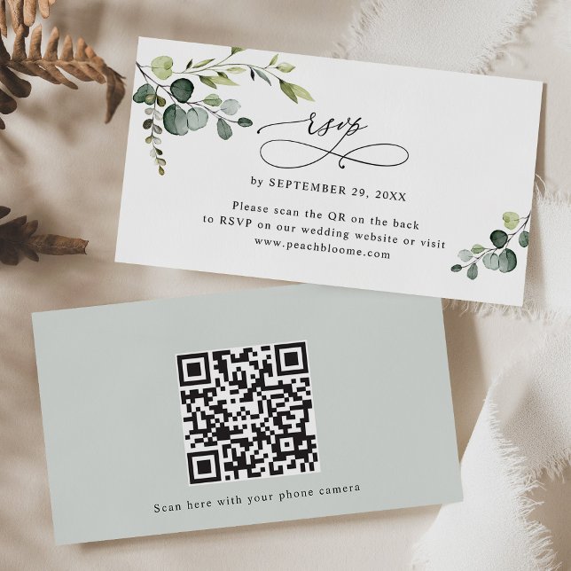 Eukalyptus Greenerding Wedding QR Code RSVP Karten (Von Creator hochgeladen)