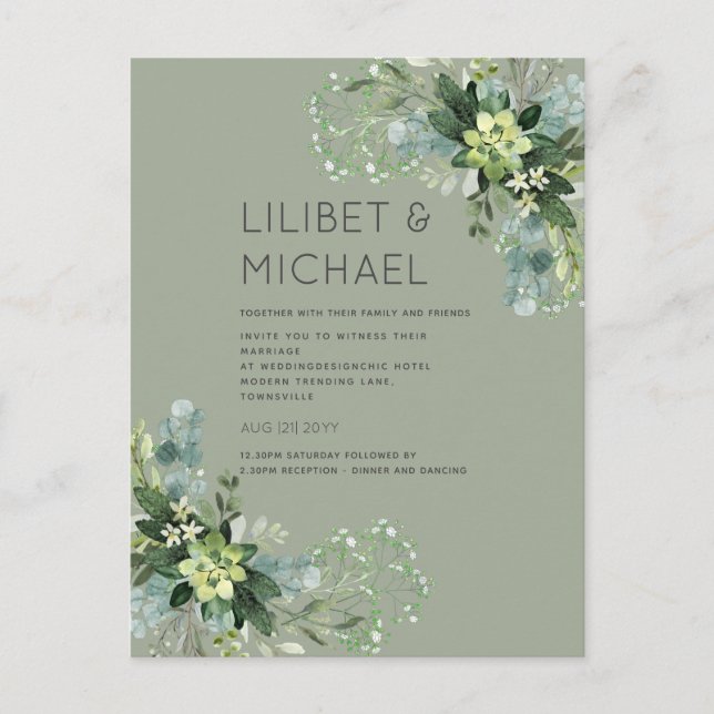Eukalyptus Greenerenerage Foliage Wedding Postkarte (Vorderseite)