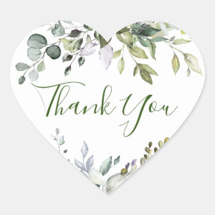Eukalyptus Greenerenerity Wedding Vielen Dank Herz-Aufkleber