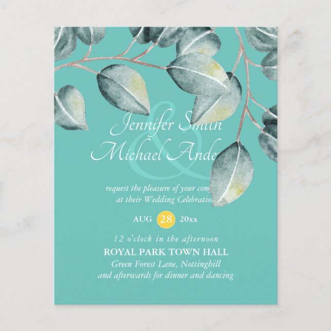 Eukalyptus Greenerenery Blätter Wedding Invites (Vorderseite)