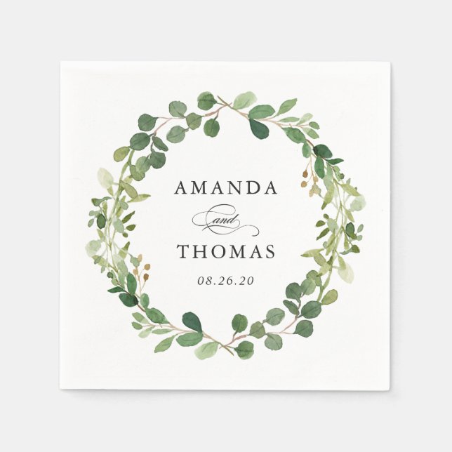 Eukalyptus Greenerenery Blätter Wreath Foliage Wed Serviette (Vorderseite)