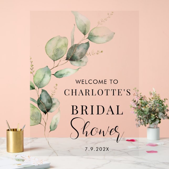 Eukalyptus Greenerenery Script Brautparty Willkomm Acrylschild (Hochzeit)