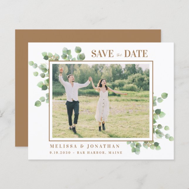 Eukalyptus Greenerity Foto Wedding Save the Date (Vorne/Hinten)