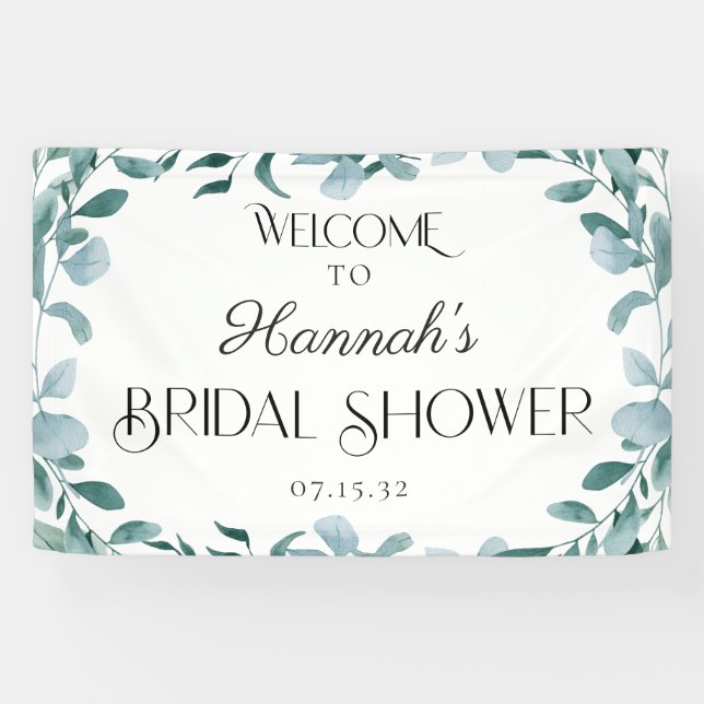 Eukalyptus Greenerity Frame Green Dusche Willkomme Banner (Horizontal)