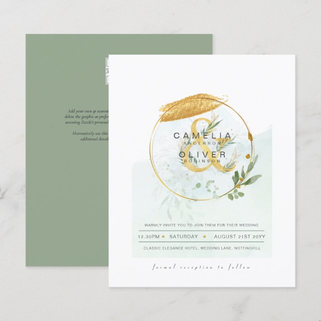 Eukalyptus Greenerity Gold Wedding QR CODE IN (Vorne/Hinten)