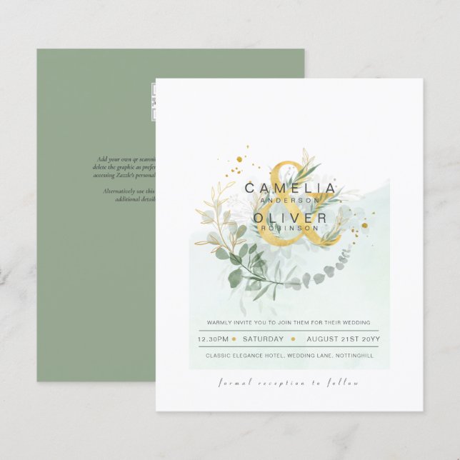 Eukalyptus Greenerity Gold Wedding QR CODE IN (Vorne/Hinten)