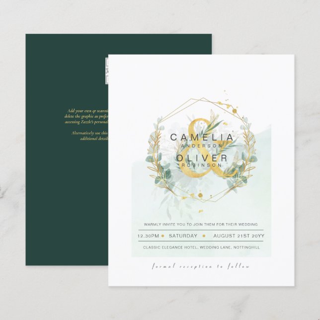 Eukalyptus Greenerity Gold Wedding QR CODE IN (Vorne/Hinten)