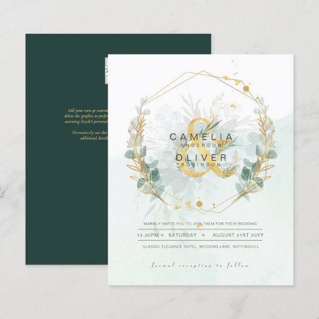 Eukalyptus Greenerity Gold Wedding QR CODE IN (Vorne/Hinten)