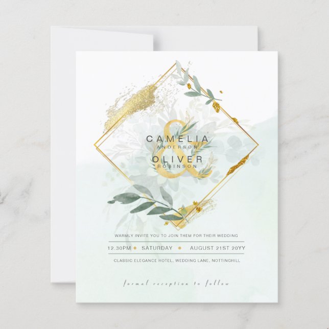 Eukalyptus Greenerity Gold Wedding QR CODE IN (Vorderseite)
