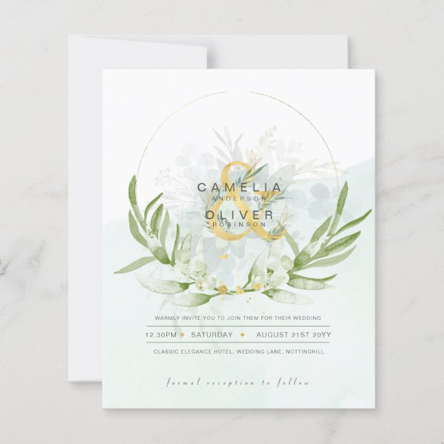 Eukalyptus Greenerity Gold Wedding QR CODE IN (Vorderseite)