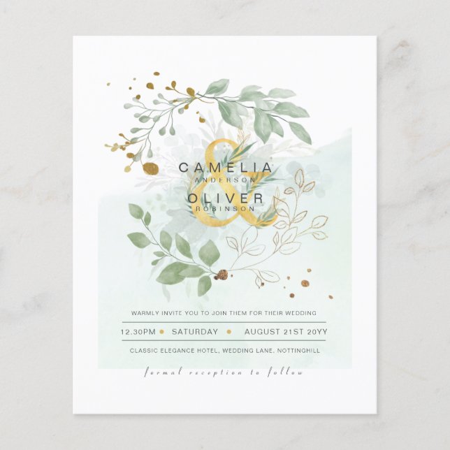 Eukalyptus Greenerity Gold Wedding QR CODE IN Flyer (Vorne)