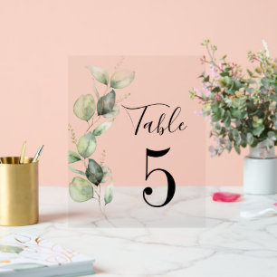 Eukalyptus Greenerity Tischnummer 5 Hochzeitssitze Acrylschild