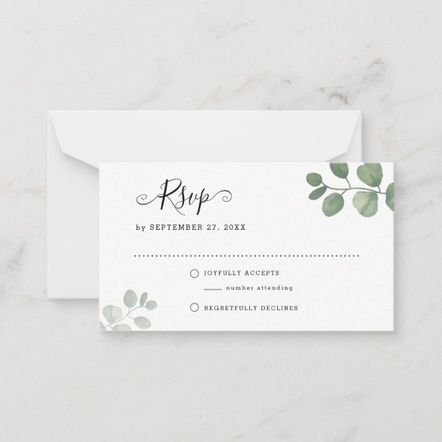 Eukalyptus Greenerity UAWG Wedding Mitteilungskarte (Vorderseite)