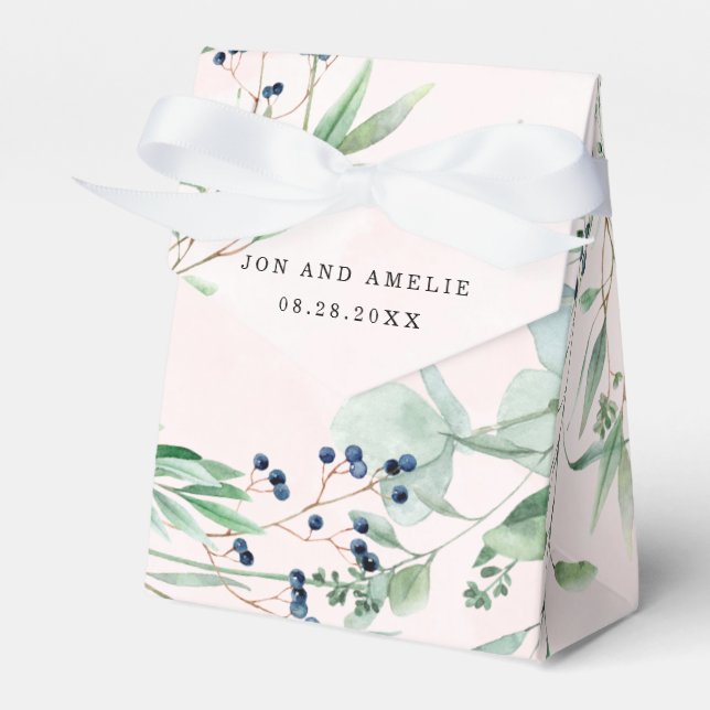 Eukalyptus Greenerity und Blush Pink Wedding Geschenkschachtel (Vorderseite)