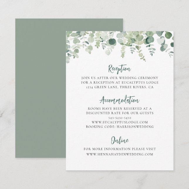 Eukalyptus Greenerity Wedding Details Eintrittskar Begleitkarte (Vorne/Hinten)