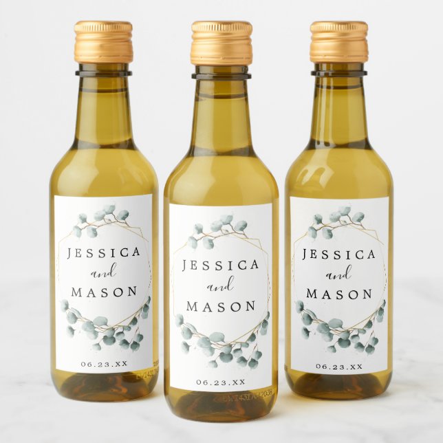 Eukalyptus Greenerity Wedding Mini Wine Labels Weinetikett (Flaschen)