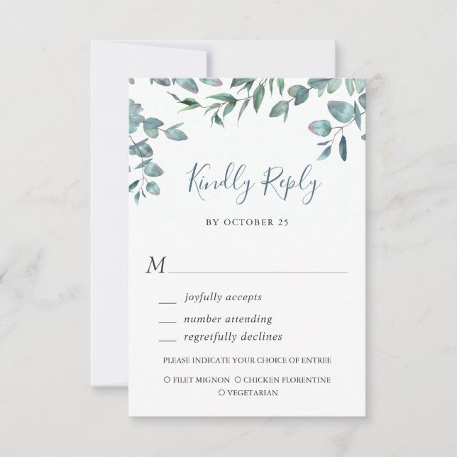 Eukalyptus Greenerity Wedding RSVP Card (Vorderseite)
