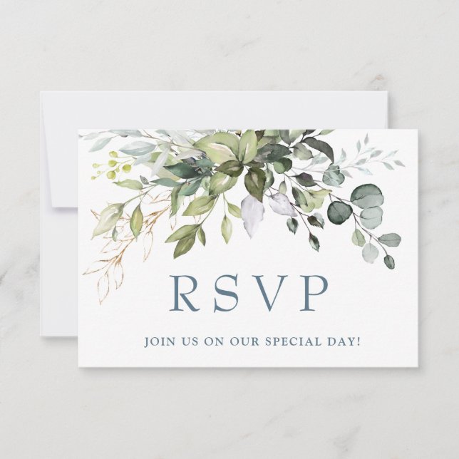Eukalyptus Greenerity Wedding RSVP Card Karte (Vorderseite)
