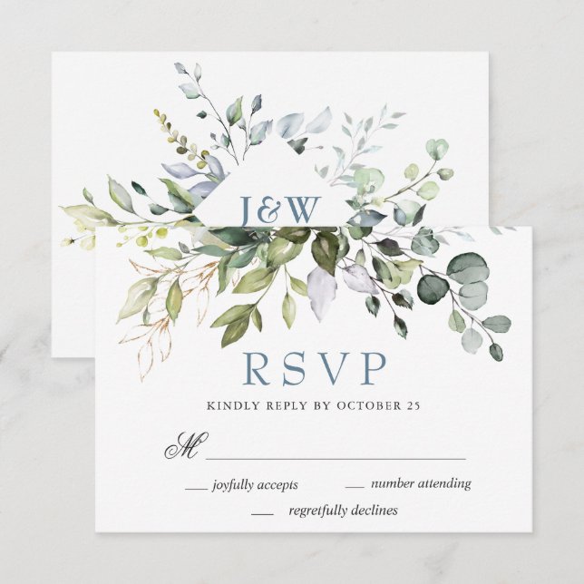Eukalyptus Greenerity Wedding RSVP Card Karte (Vorne/Hinten)