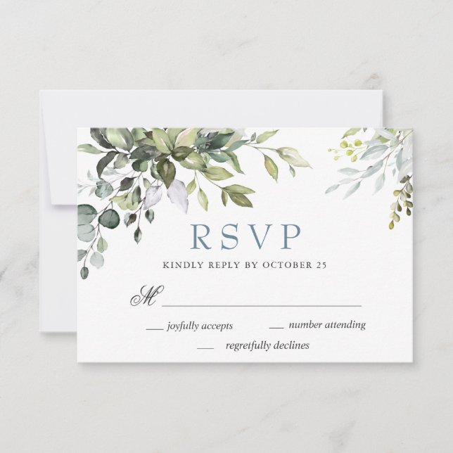 Eukalyptus Greenerity Wedding RSVP Card Karte (Vorderseite)