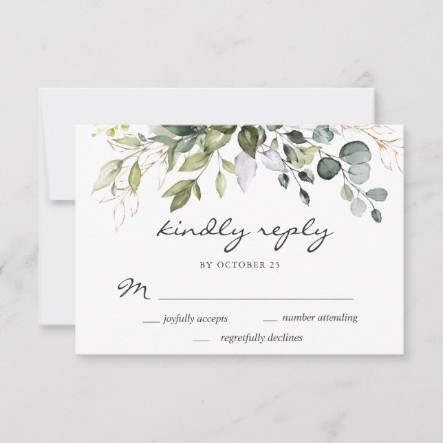 Eukalyptus Greenerity Wedding RSVP Karte (Vorderseite)