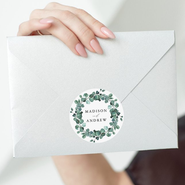 Eukalyptus Greenerity Wedding Runder Aufkleber (Von Creator hochgeladen)