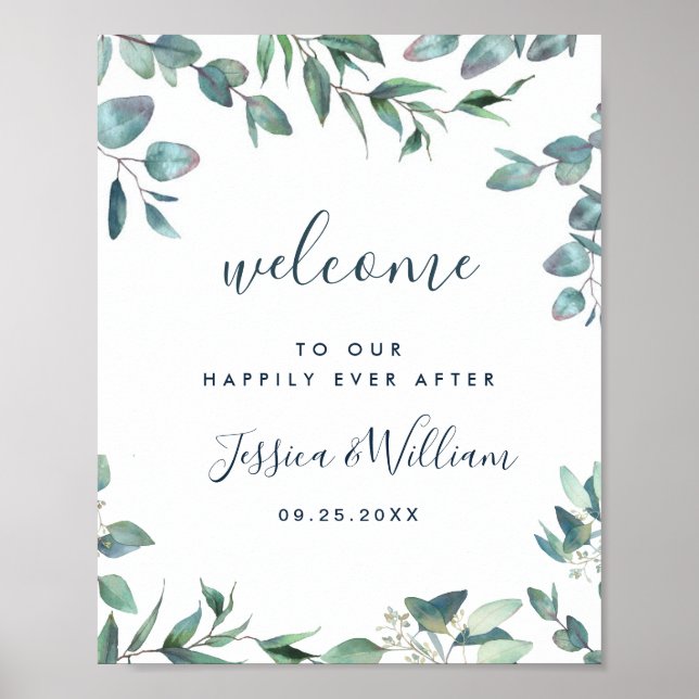 Eukalyptus Greenerity Wedding Welcome Poster (Vorne)