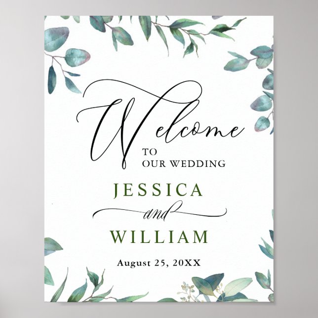 Eukalyptus Greenerity Wedding Welcome Poster (Vorne)