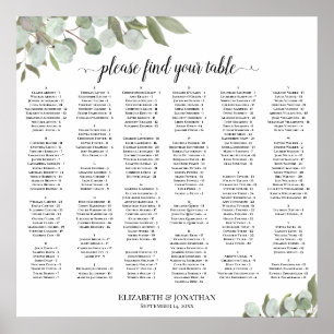 Eukalyptus Greenertical Seating Chart Poster