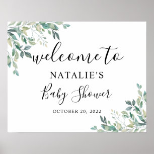 Eukalyptus Greenery Baby Dusche Begrüßungszeichen Poster