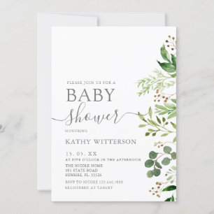 Eukalyptus Greenery Baby Dusche Einladung