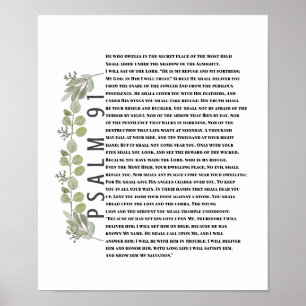 Eukalyptus Greenery Bible Art Psalm 91 Schrift Poster