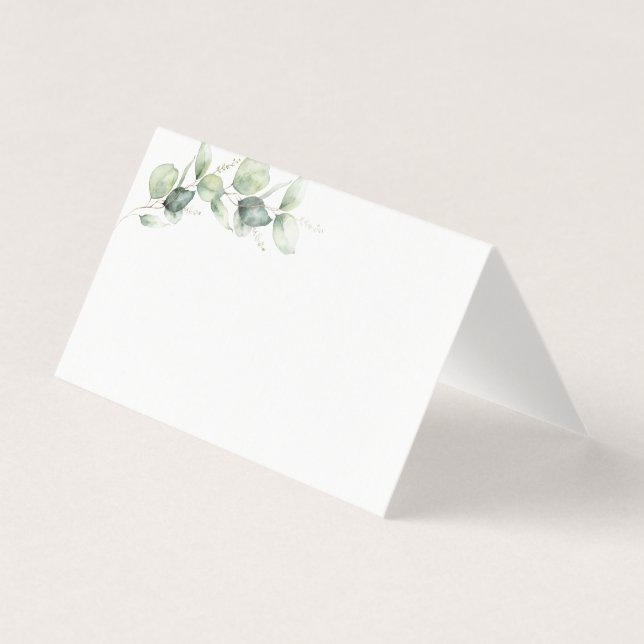 Eukalyptus Greenery Blätter Wedding Platzkarte (Vorderseite)