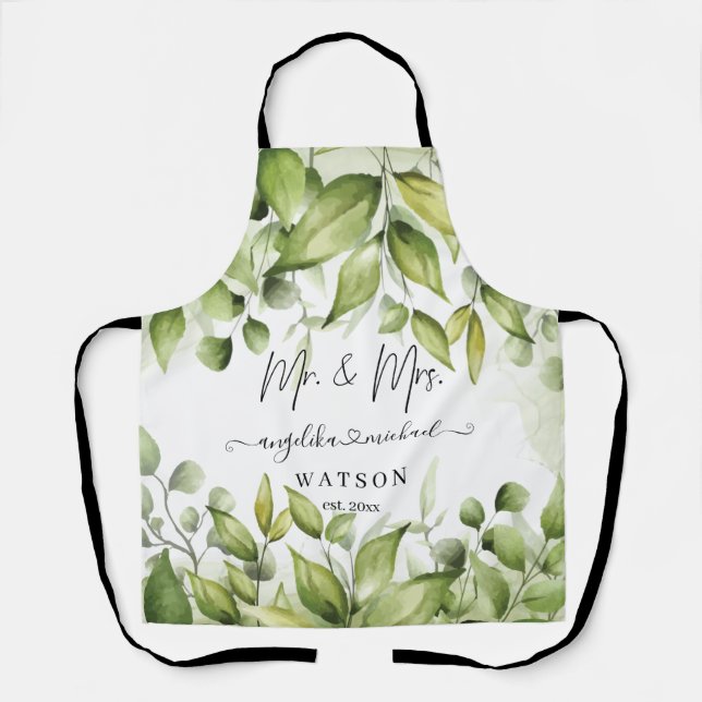 Eukalyptus Greenery Blush Modernes, trendy Script  Schürze (Vorderseite)