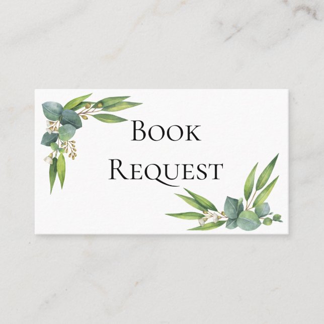 Eukalyptus Greenery Book Request Card Platzkarte (Vorderseite)