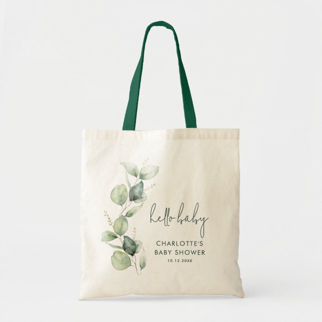 Eukalyptus Greenery Botanical Baby Shower Swag Tragetasche (Vorne)